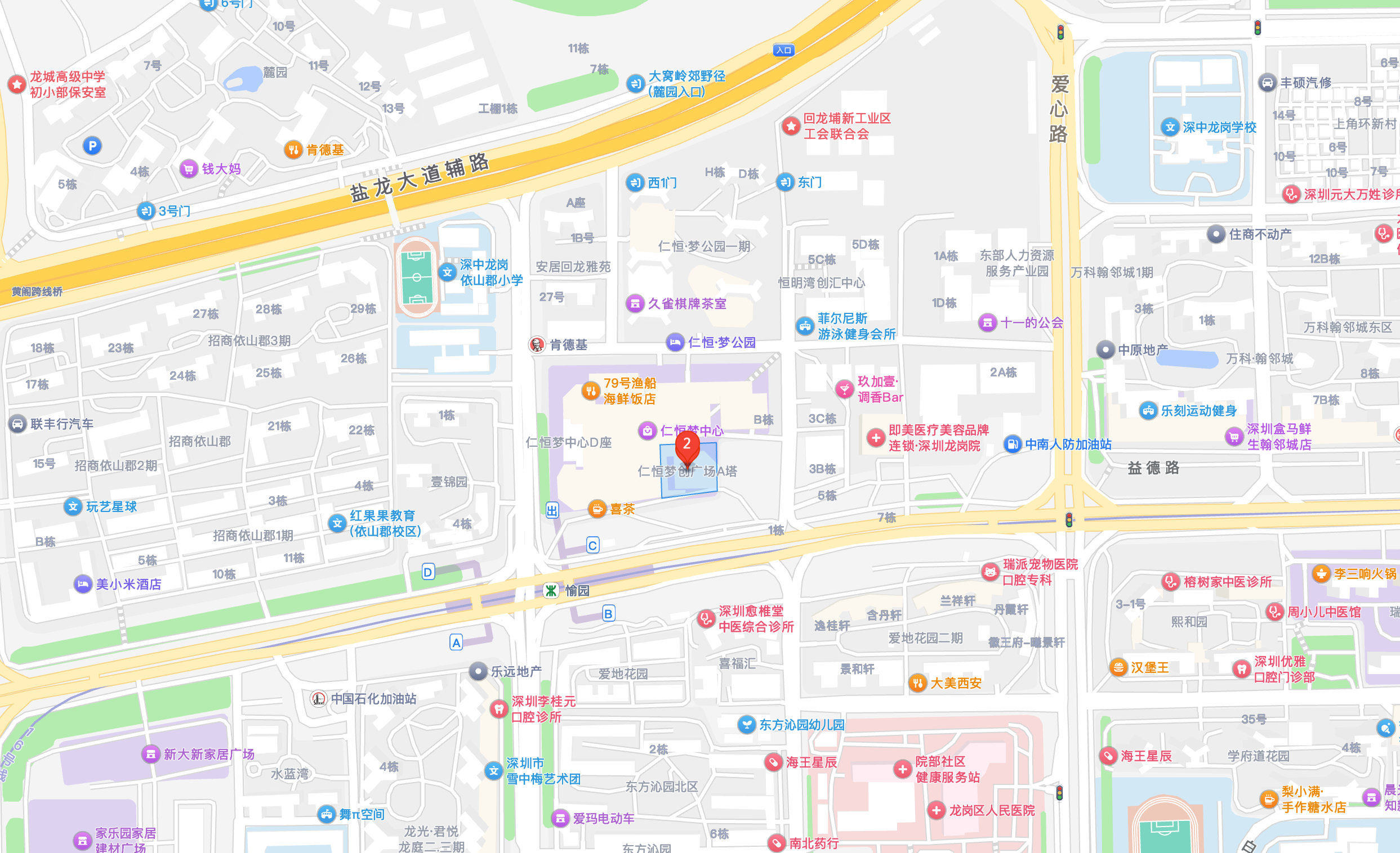 高德地图显示仁恒梦创广场位置
